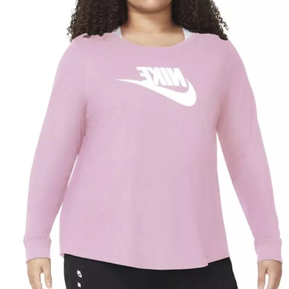 Nike Cotton Scoop Neck Pullover Shirt Women's 1X Pink Sporty Athletic Outdoor